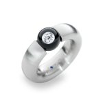 DR777-ST-GS_Glasklar Ring, 7,5mm, oval, 1 Glaskugel, 9mm, 1 Brillant 0,08 ct tw/vs